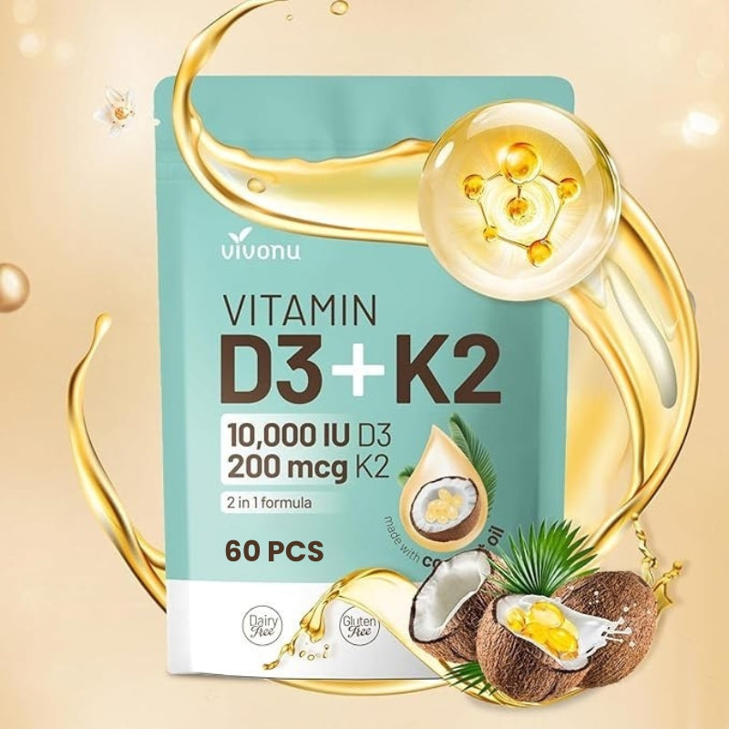 Vitamina D3 K2 10000 UI con cápsulas blandas