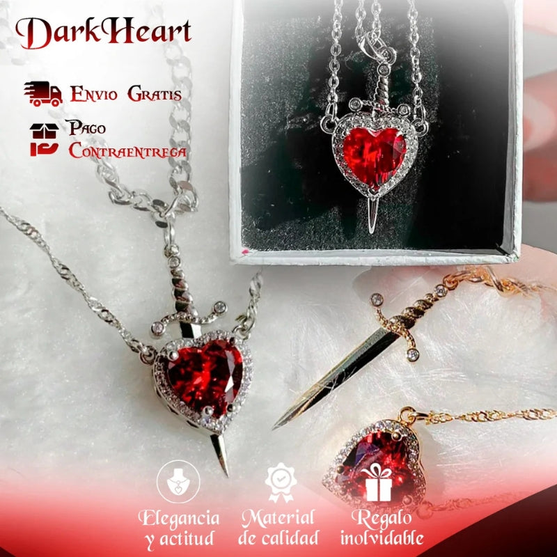 DarkHeart - Cadena de corazón y espada para pareja
