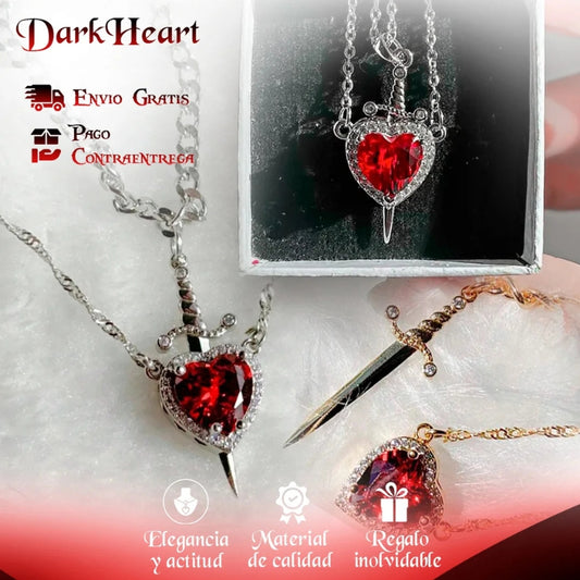 DarkHeart - Cadena de corazón y espada para pareja