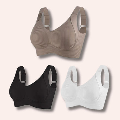 Sujetador sin aros ajustable de cuatro filas de color liso para mujer