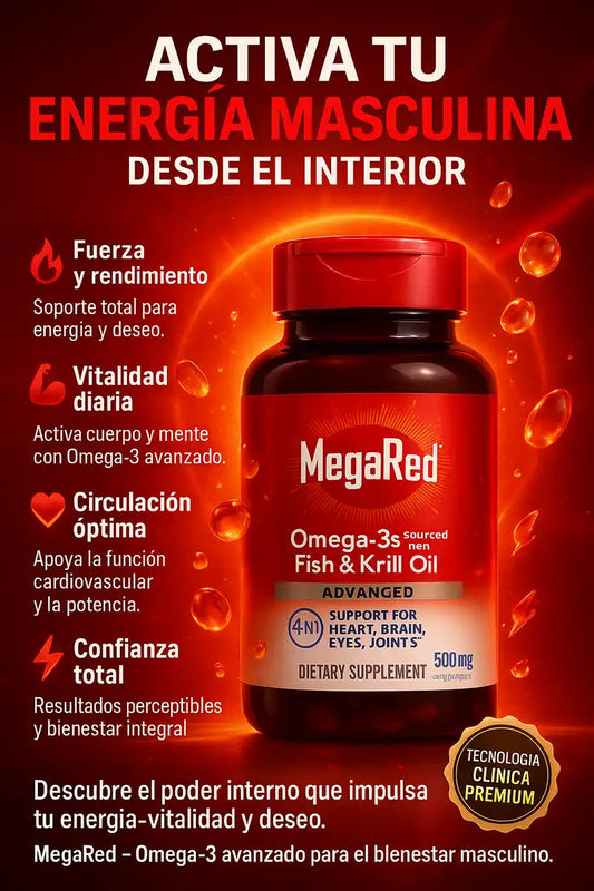 MegaRed Omega 3s® –Impulsa tu testosterona y energía natural con Aceite de Krill de alta pureza